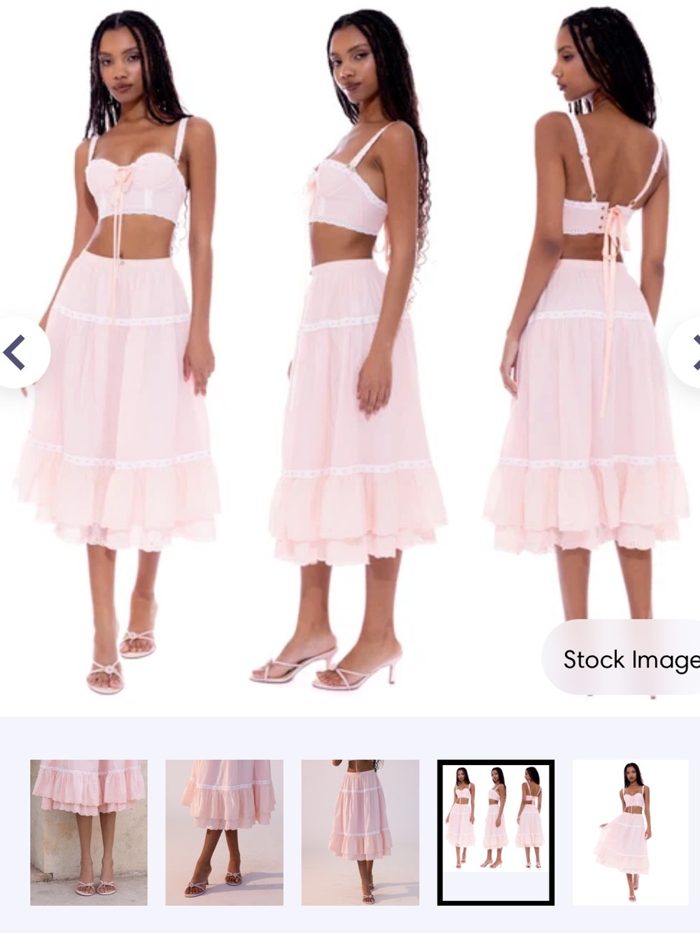 Kitteny Light Pink Corset top and Tiered Skirt Set NWT